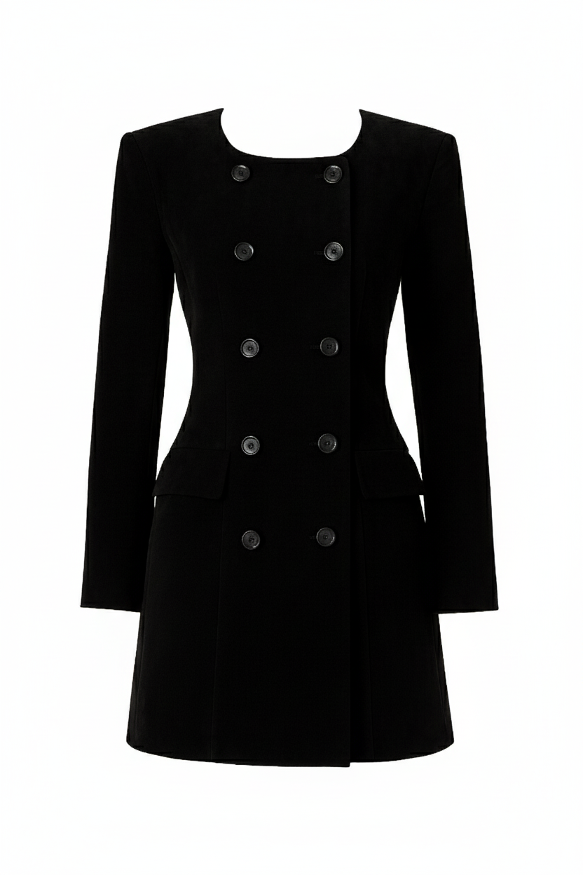 Velvet Luxe Double-Breasted Dress