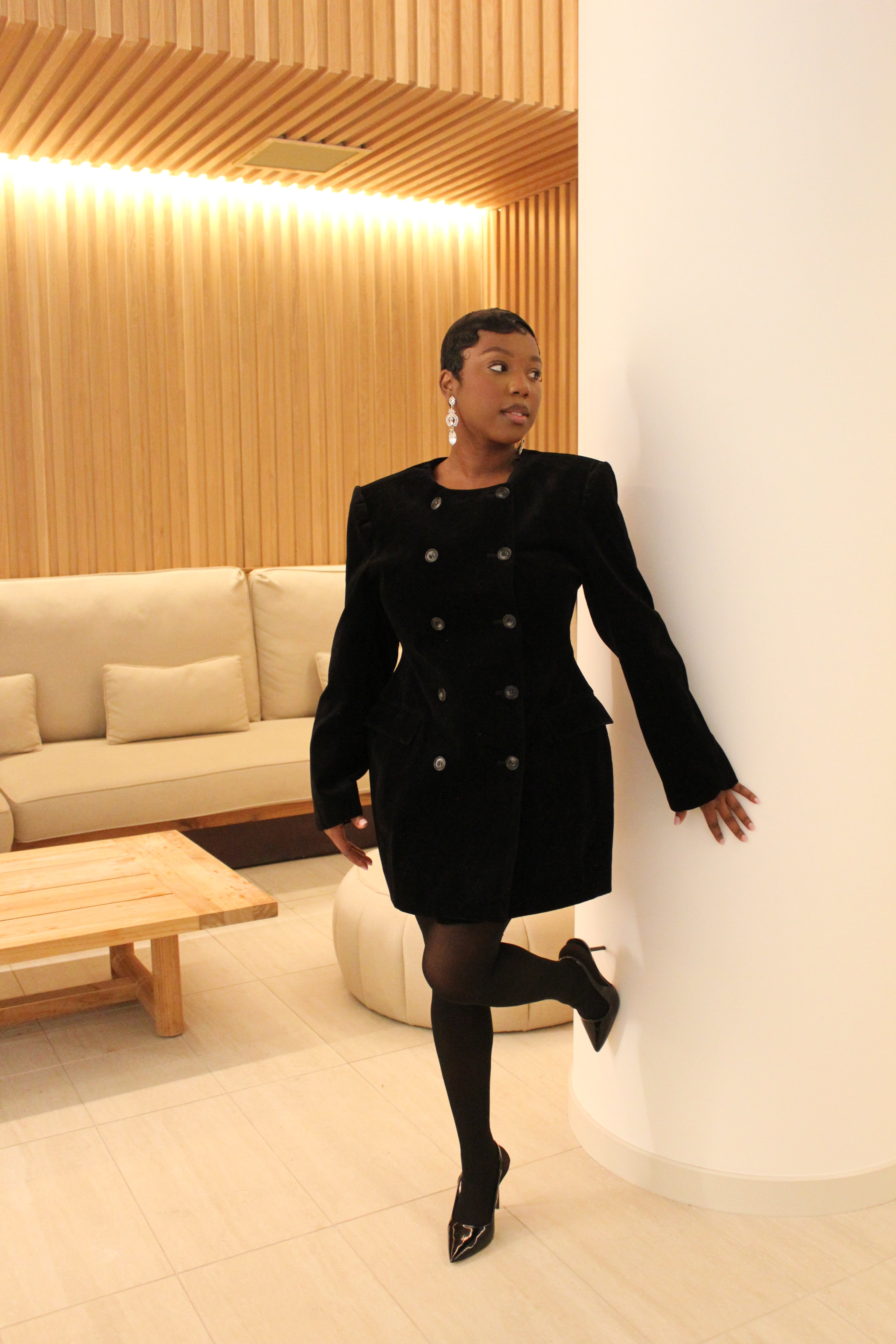 Velvet Luxe Double-Breasted Dress