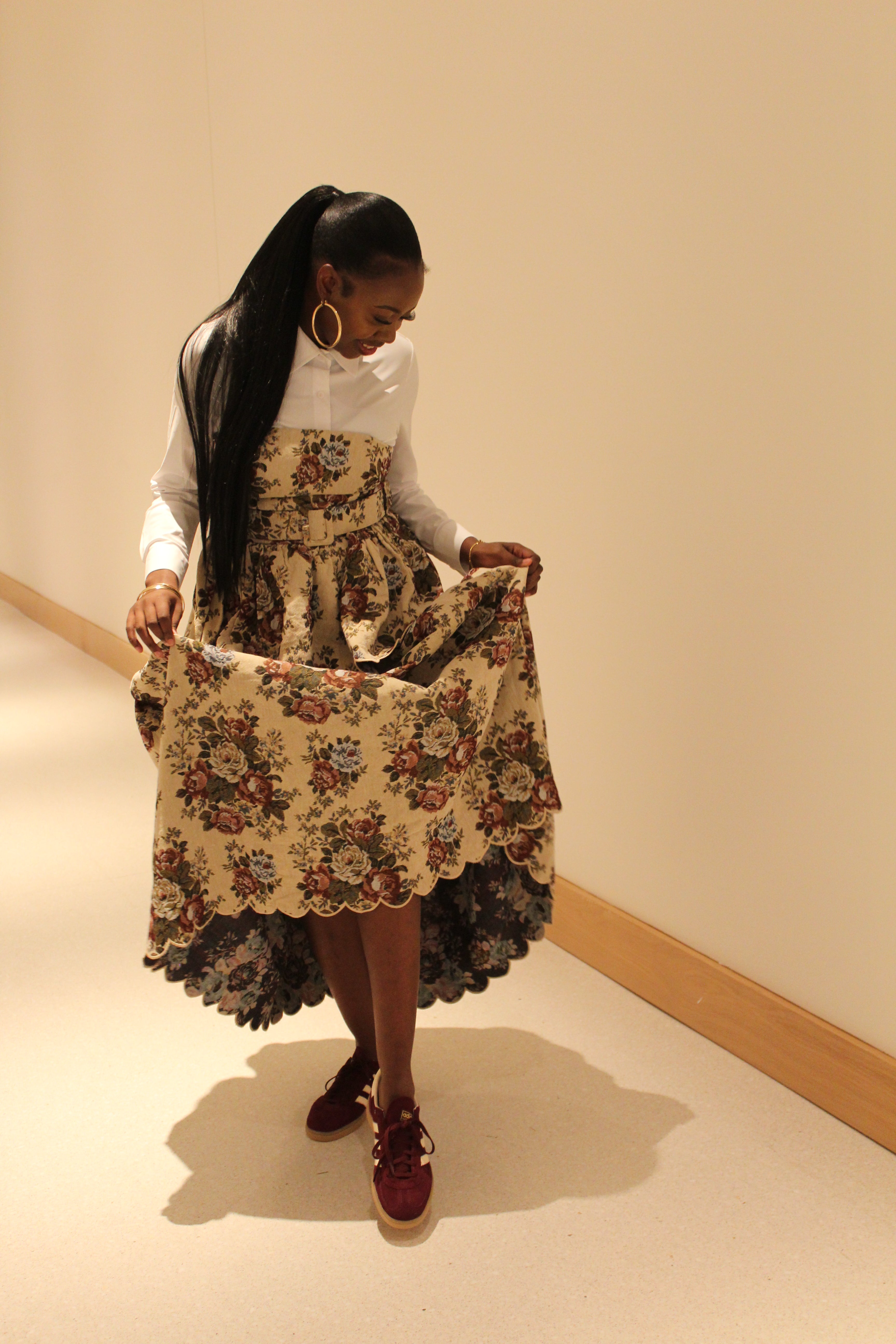 Virtue Luxe Floral Belted Halter Maxi Dress